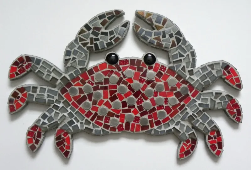 Mosaic crab artwork by Nanci Jaye