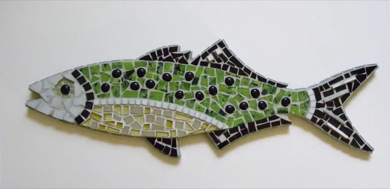 Mosaic blue fish by Nanci Jaye
