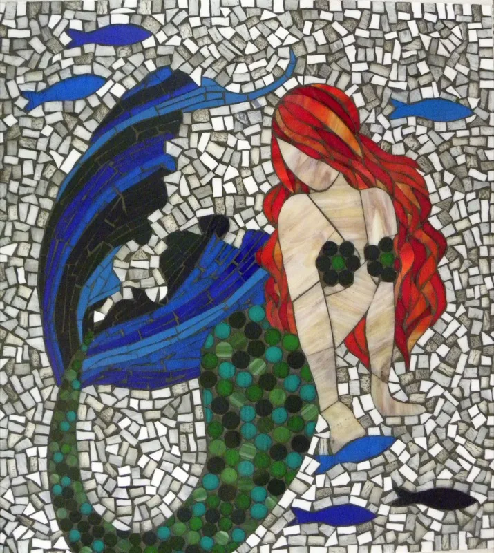 Mosaic mermaid artwork by Nanci Jaye